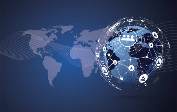 istock Global network connection. World map point and line composition concept of global business. Vector Illustration 1046812558
