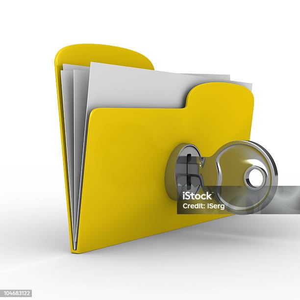 Gelb Computer Ordner Mit Schlüssel Isolierte 3dbild Stockfoto und mehr Bilder von Akte
