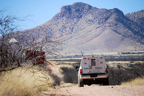 istock Border patrol truck with mountains 104684100