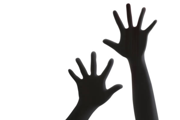 istock Silhouette of hands isolated on white background 1046843414