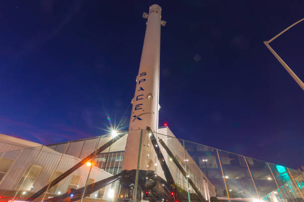 SpaceX Headquarters in Hawthorne California as a long exposure shot stock photo