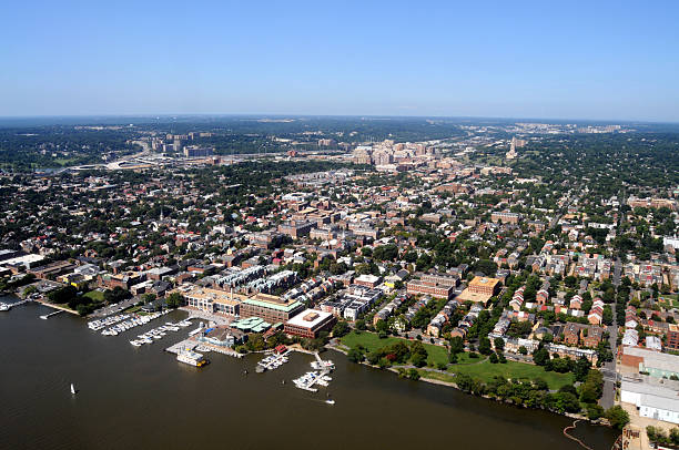 Aerial of Alexandria, Virginia  potomac river photos stock pictures, royalty-free photos & images