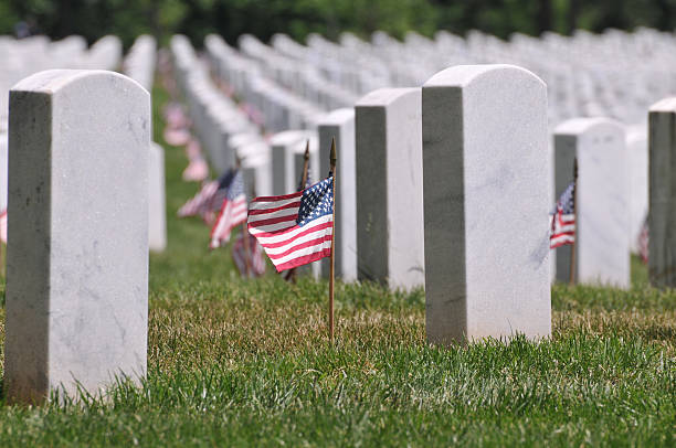 el día en el cementerio de arlington - arlington virginia cemetery arlington national cemetery national landmark fotografías e imágenes de stock