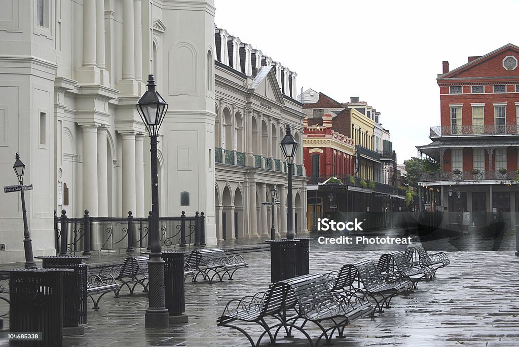 Empty French Quarter during hurricane curfew  New Orleans Stock Photo