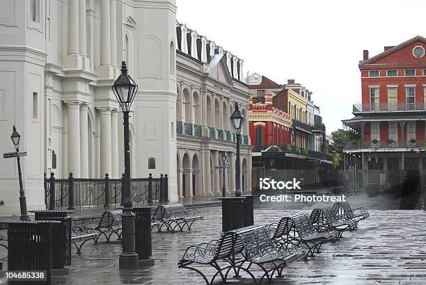 Empty French Quarter During Hurricane Curfew Stock Photo - Download Image Now - New Orleans, Jackson Square, St. Louis Cathedral - New Orleans