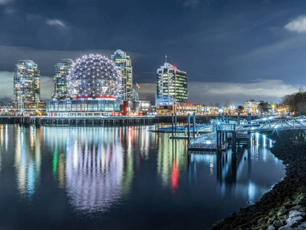 istock illuminated Science World reflecting in water 1046860022