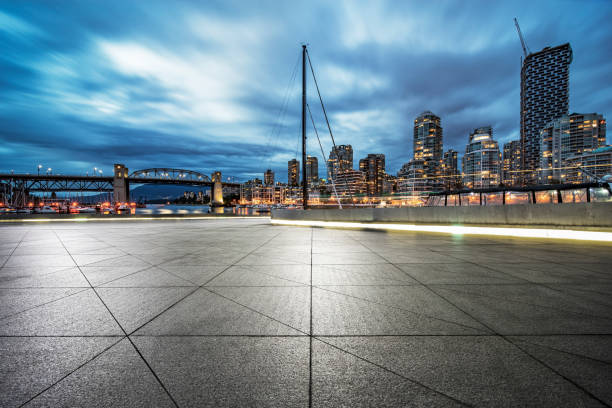 istock empty square front of vancouver harbor skyline 1046862416