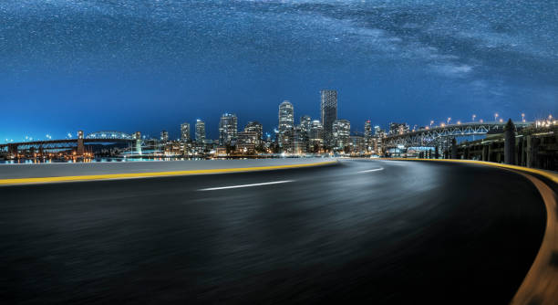 istock Vancouver harbor skyline under milky way 1046862682