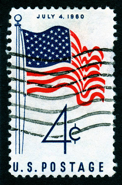 istock USA 1960 July 4th Flag Postage Stamp 104686948