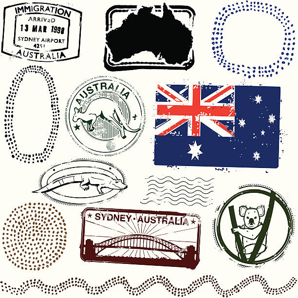 glow, где женщины и мужчины серый - kangaroo flag australia australian culture stock illustrations