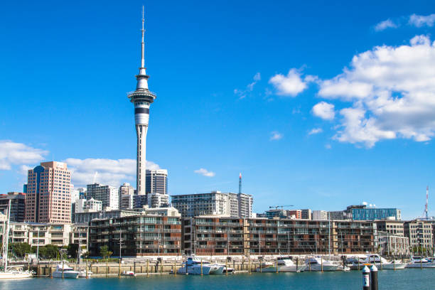 istock Sky Tower skyline in Auckland on a sunny day 1046880438