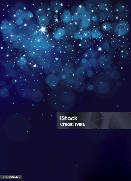 Vector Night Starry Sky Background Stock Illustration - Download Image Now - Backgrounds, Christmas, Star - Space