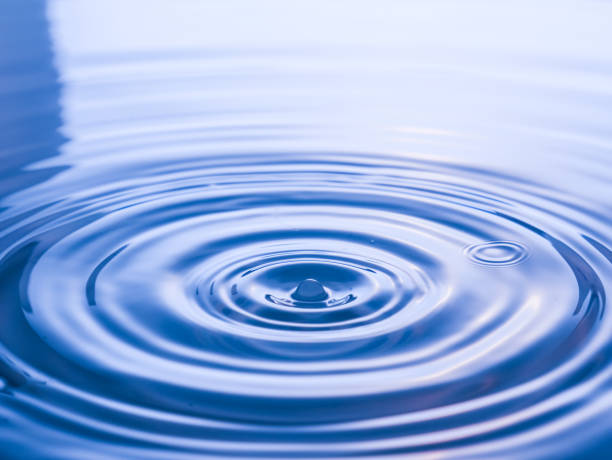 istock close up drop of water on blue background 1046894444