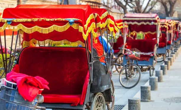 Rickshaw in Beijing China on March 28, 2017
