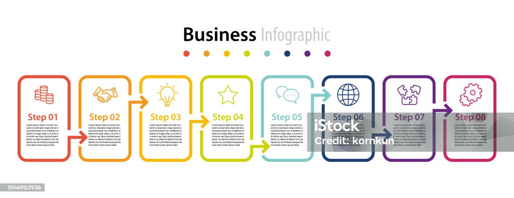 infographic element design 8 step, infochart planning Flow Chart stock vector