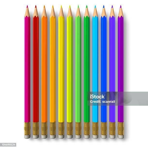 Row Of Rainbow Pencils Stock Photo - Download Image Now - Artist's Palette,  At The Edge Of, Color Image - iStock