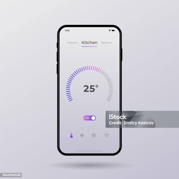 Dashboard Ui And Ux Kit Control Center Design Temperature Control In The Room Stock Illustration - Download Image Now