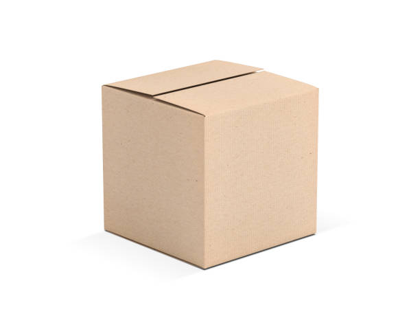 brązowe kwadratowe kartonowe pudełko makiety wyizolowane na białym - corrugated cardboard obrazy zdjęcia i obrazy z banku zdjęć