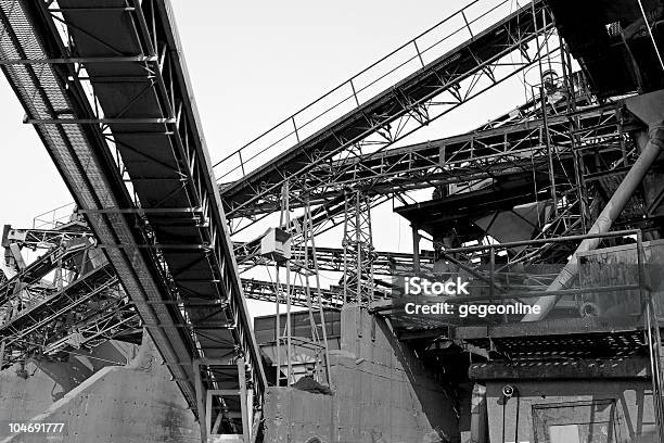 Cement Gravel Factory Stock Photo - Download Image Now - Cement Factory, Black And White, Conveyor Belt
