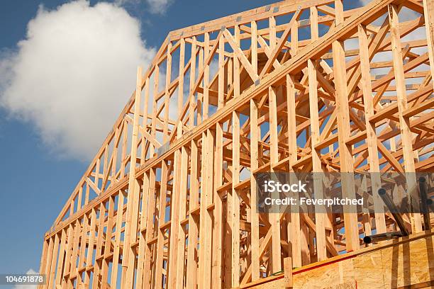 Abstract Home Construction Site Stock Photo - Download Image Now - Architecture, Blue, Building Exterior