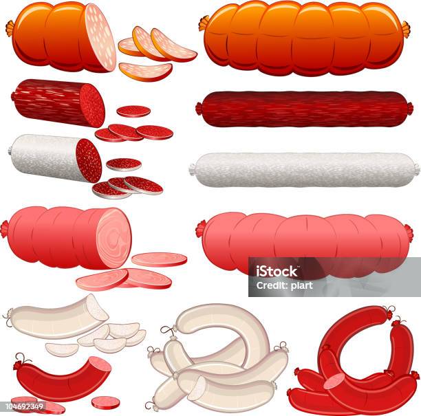 Loja De Carniceiro - Arte vetorial de stock e mais imagens de Chorizo - Chorizo, Cachorro-quente, Corte Transversal