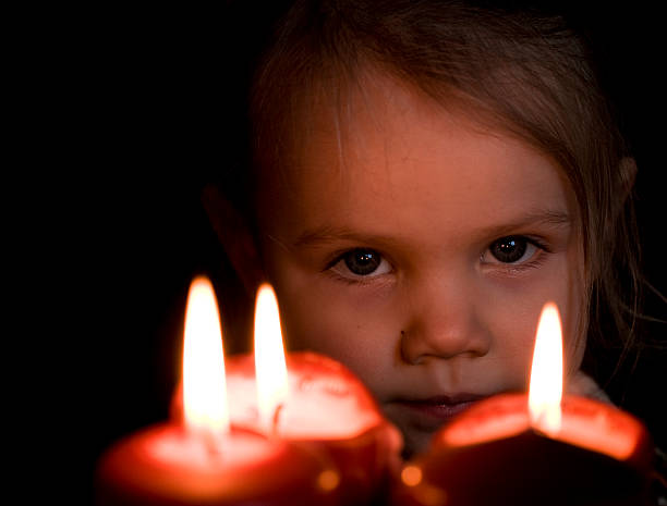 Portrait with candles stock photo