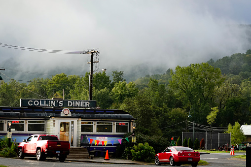 Canaan, Connecticut USA September 29, 2018 Main street in Canaan and the Collin's diner.