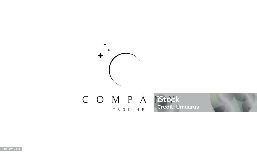 Moon vector logo image The logo shows the image of the moon and stars. Logo stock vector