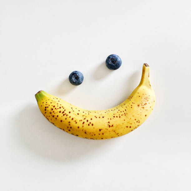 Banana and blueberry smiley face