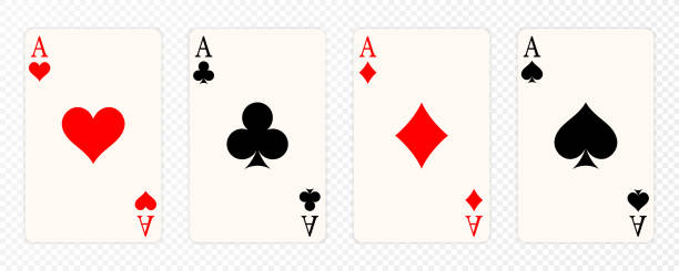 Set of four aces playing cards suits. Winning poker hand. Set of hearts, spades, clubs and diamonds ace Set of four aces playing cards suits. Winning poker hand. Set of hearts, spades, clubs and diamonds ace. hearts playing card stock illustrations