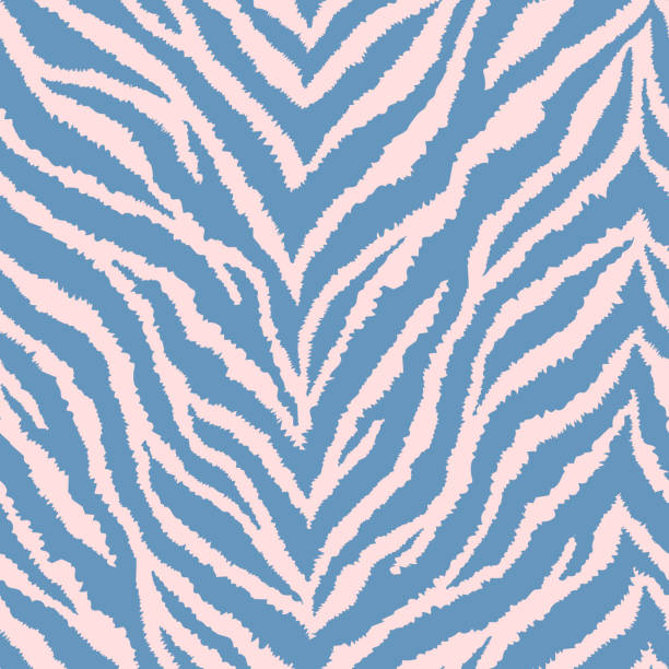 bezszwowy wzór z jasnoróżowym i turkusowym niebieskim nadrukiem futra zebry. ilustracja wektorowa. egzotyczna dzika zwierzęca konsystencja. - pattern animal tiger zebra stock illustrations