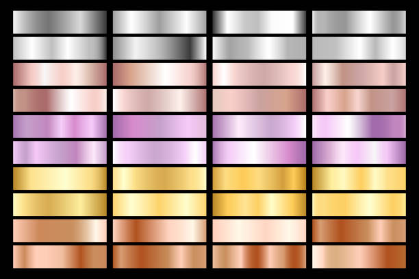 銀、クロム、金、ローズゴールドのコレクションです。青銅金属・紫外線のグラデーション。ベクトル図 - color image gold yellow black点のイラスト素材／クリップアート素材／マンガ素材／アイコン素材