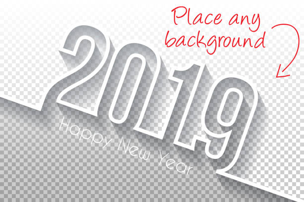 Happy new year 2019 Design - Blank Backgroung Happy new year 2019 with space for your text and your background. Creative greeting card with a flat design style and long shadows. Blank background for easy change background or texture. The layers are named to facilitate your customization. Vector Illustration (EPS10, well layered and grouped). Easy to edit, manipulate, resize or colorize. Please do not hesitate to contact me if you have any questions, or need to customise the illustration. http://www.istockphoto.com/portfolio/bgblue new year's eve 2019 stock illustrations