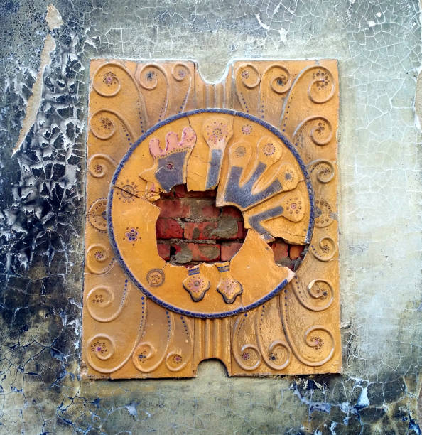 istock Damaged cement low relief of a rooster bird 1046949202