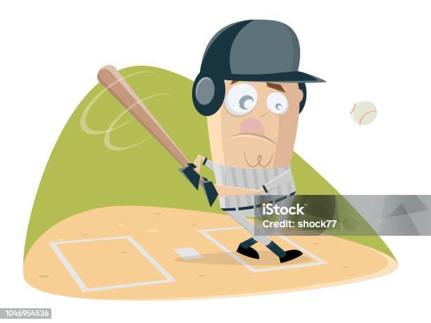 Funny Baseball Batter Is Ready For The Ball Stock Illustration - Download Image Now - Activity, Adult, Athlete