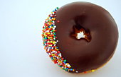 Chocolate doughnut with sprinkles