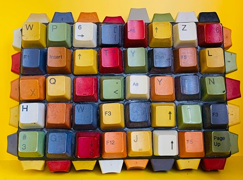 Colorful old computer keyboard