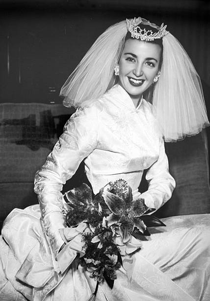 1950's bride in black and white  veil photos stock pictures, royalty-free photos & images