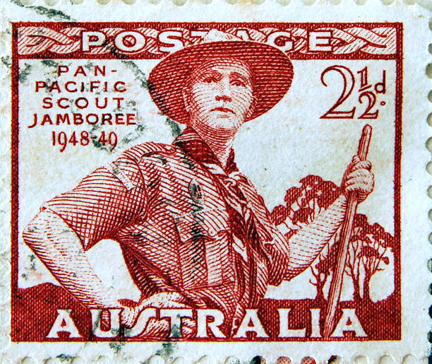 istock Vintage Australian stamp commerorating the 1948 Pan-pacific scout jamboree 104696216