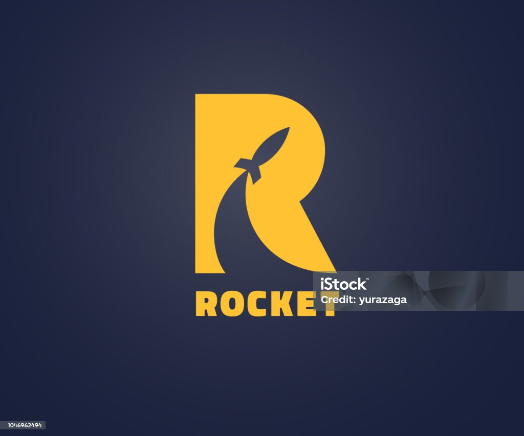 Rocket in R letter sign design Creative rocket in R letter vector symbol  design. Vector sign. Character symbol type symbols. symbol  icon design for website Letter R stock vector