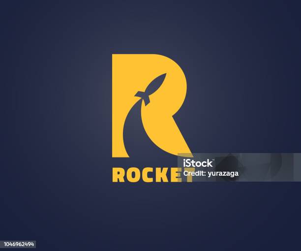 Rocket In R Letter Sign Design Stock Illustration - Download Image Now - Letter R, Icon Symbol, Rocketship