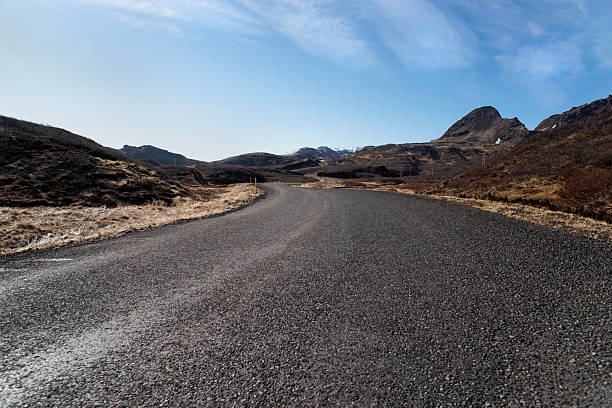 Mountain road, Iceland. stock photo