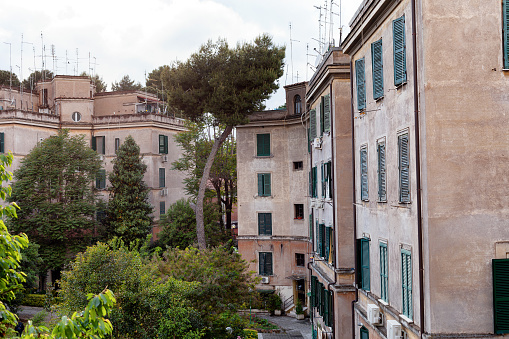 View of residentail aprtment buildings in the suburb of Garbatella, Rome , ItalyView of residential apartment buildings in the suburb of Garbatella, Rome , Italy