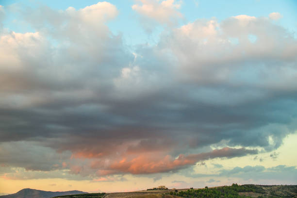 Sicilian countryside after a rainy day the sun returns