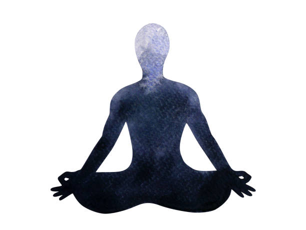 istock chakra human lotus pose yoga, abstract world, universe inside your mind mental, watercolor painting illustration design hand drawn 1046974044