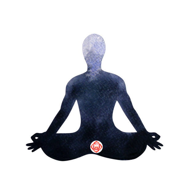 istock red root chakra human lotus pose yoga, abstract inside your mind mental, watercolor painting illustration design hand drawn 1046974046