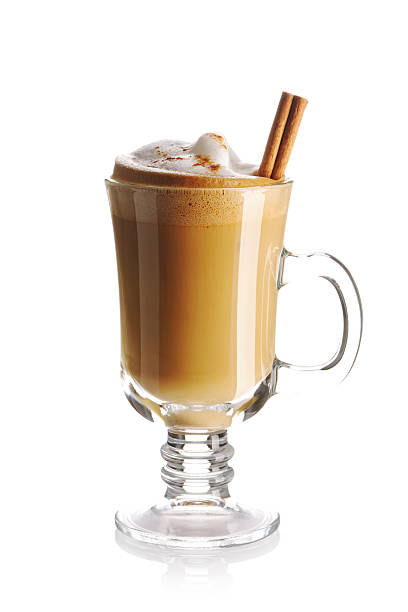 istock Latte with fresh cinnamon stick in glass mug  104697450