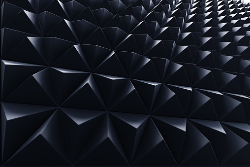 Abstract 3D minimalistic geometrical background of black triangles