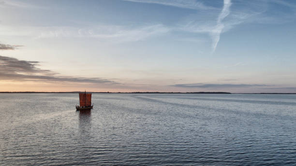 Viking ship at sea