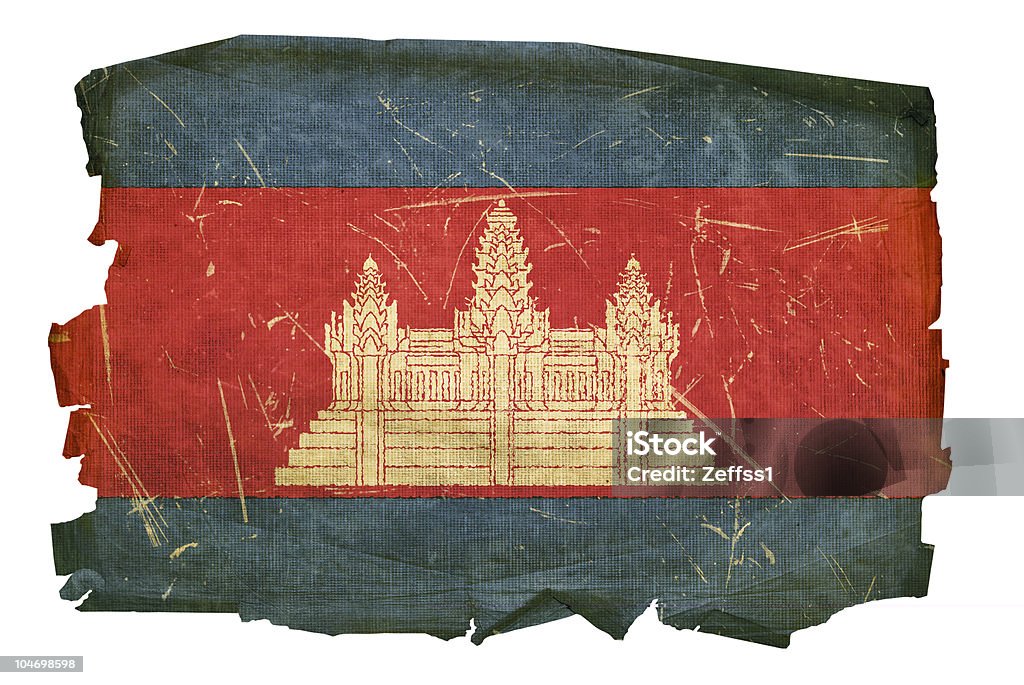 Camboya bandera de edad, aislado sobre fondo blanco - Ilustración de stock de Anticuado libre de derechos